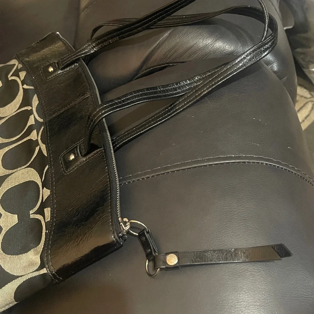 Coach Signature Black and Cream Tote - Picture 9 of 11